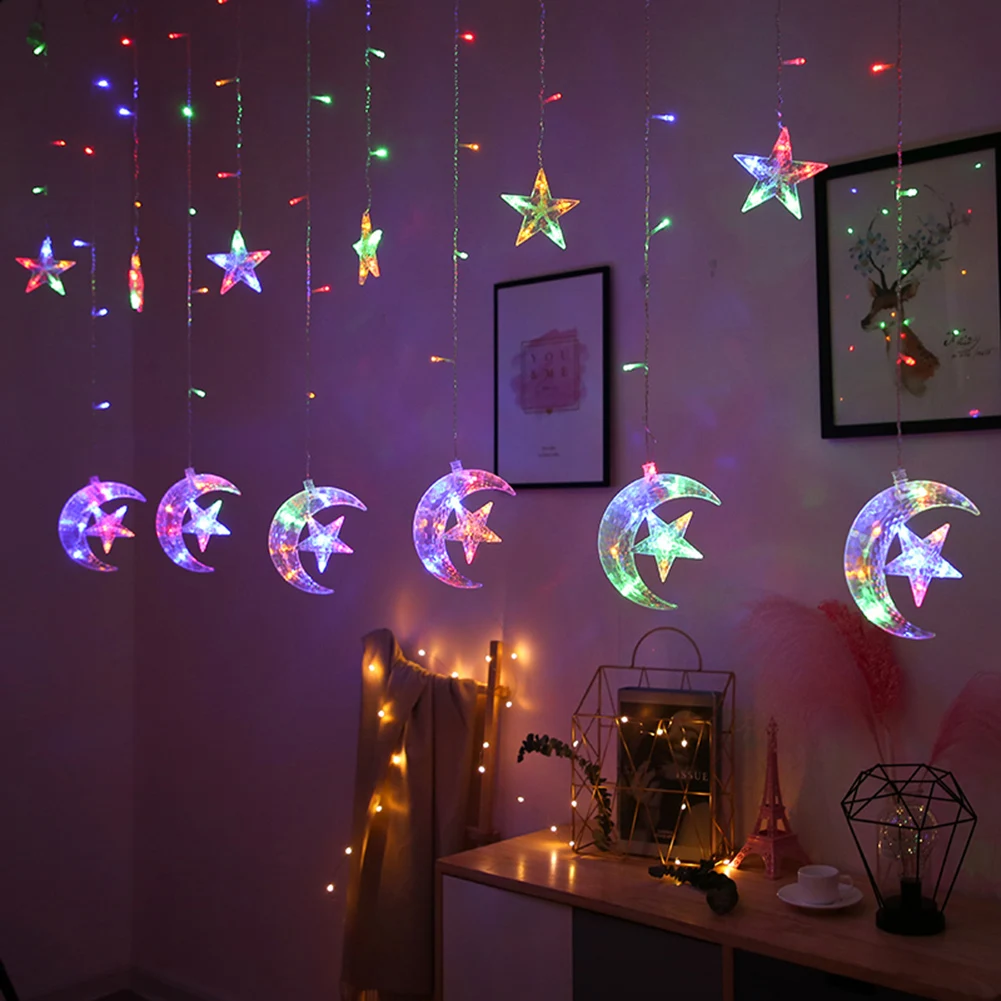 

Flash EU US String Light for Party Decor Wedding Home Indoor Decoration LED Curtain Light Star Moon Fairy Lamp