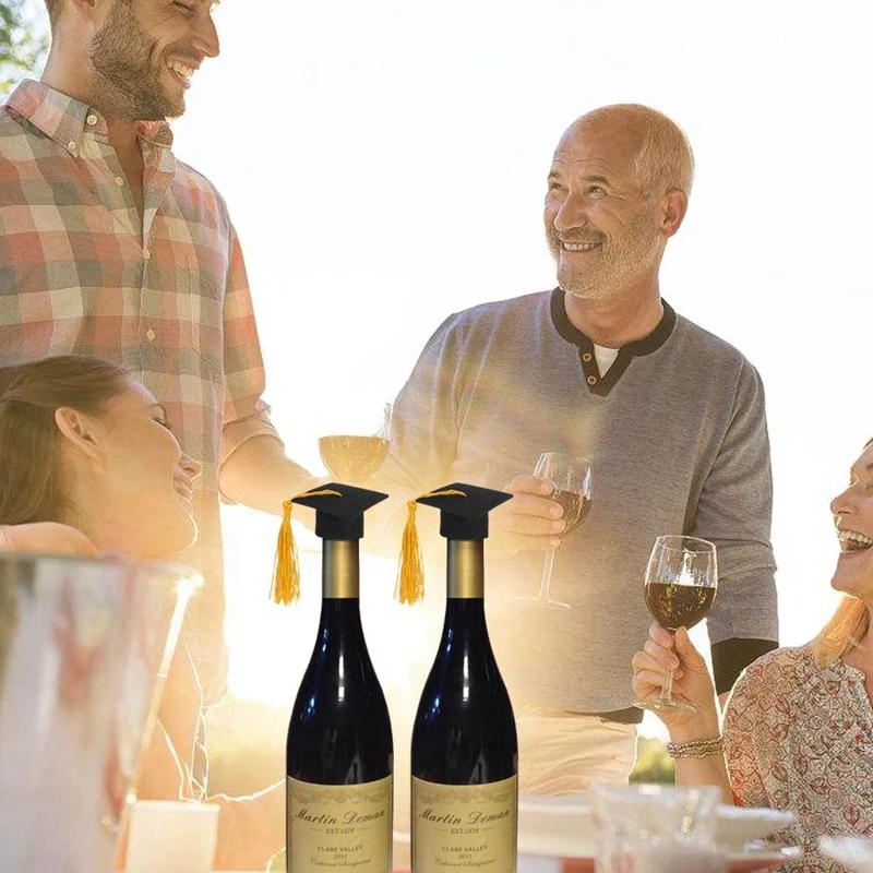 15 шт. новогодний винный подарок мини-докторская шляпа с кисточками винные