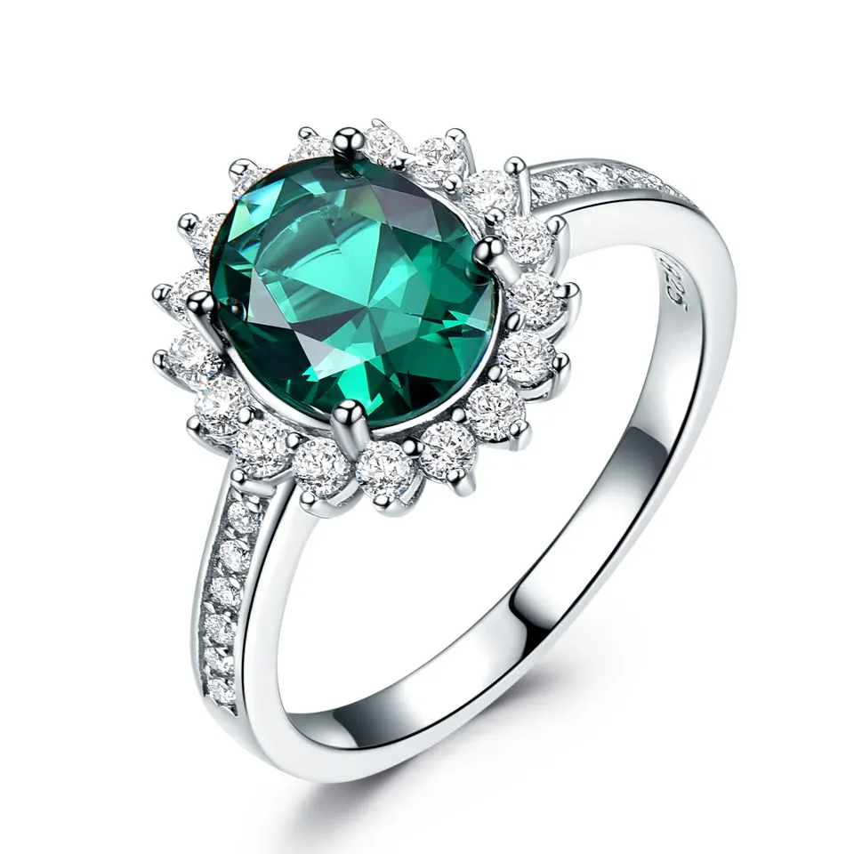 Emerald UMCHO Green создан нано изумруд Настоящее 925 пробы Серебряное Винтажное кольцо с камнем для женщин Серебряное обручальное Брендовое ювелирное изделие - Цвет камня: Emerald