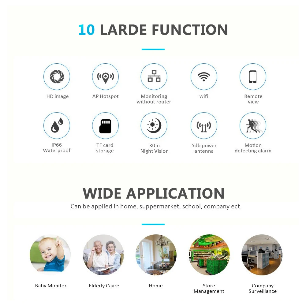 HD Беспроводной Пуля IP Security Камера 720 P для внутреннего или открытый двойной Wi Fi