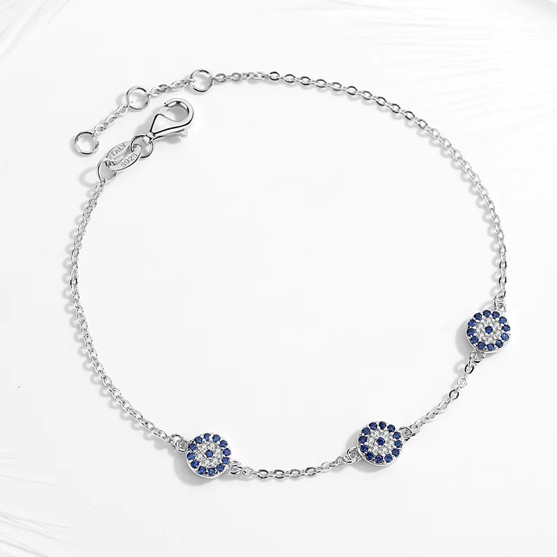 Женский браслет из серебра 100% пробы с круглыми кристаллами | Украшения и