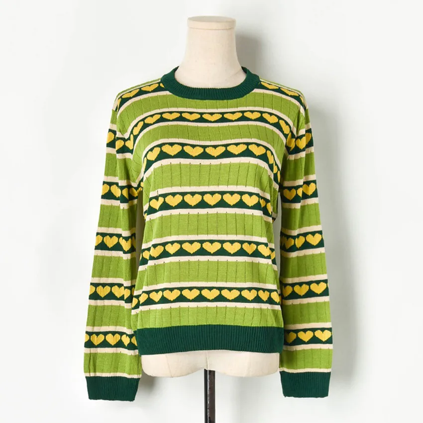 Женский однобортный вязаный кардиган Зеленый жаккардовый свитер с авокадо зима