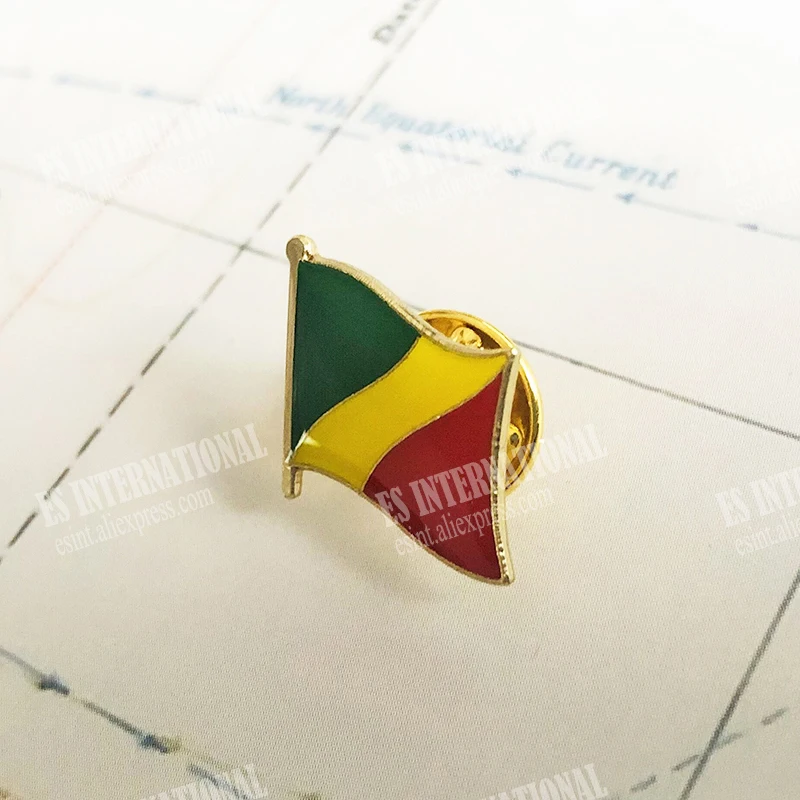 Значок на лацкан с национальным флагом Конго эпоксидная смола Металлический