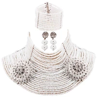 beautiful white crystal bead 25 layers choker necklace nigerian beads african wedding jewelry sets