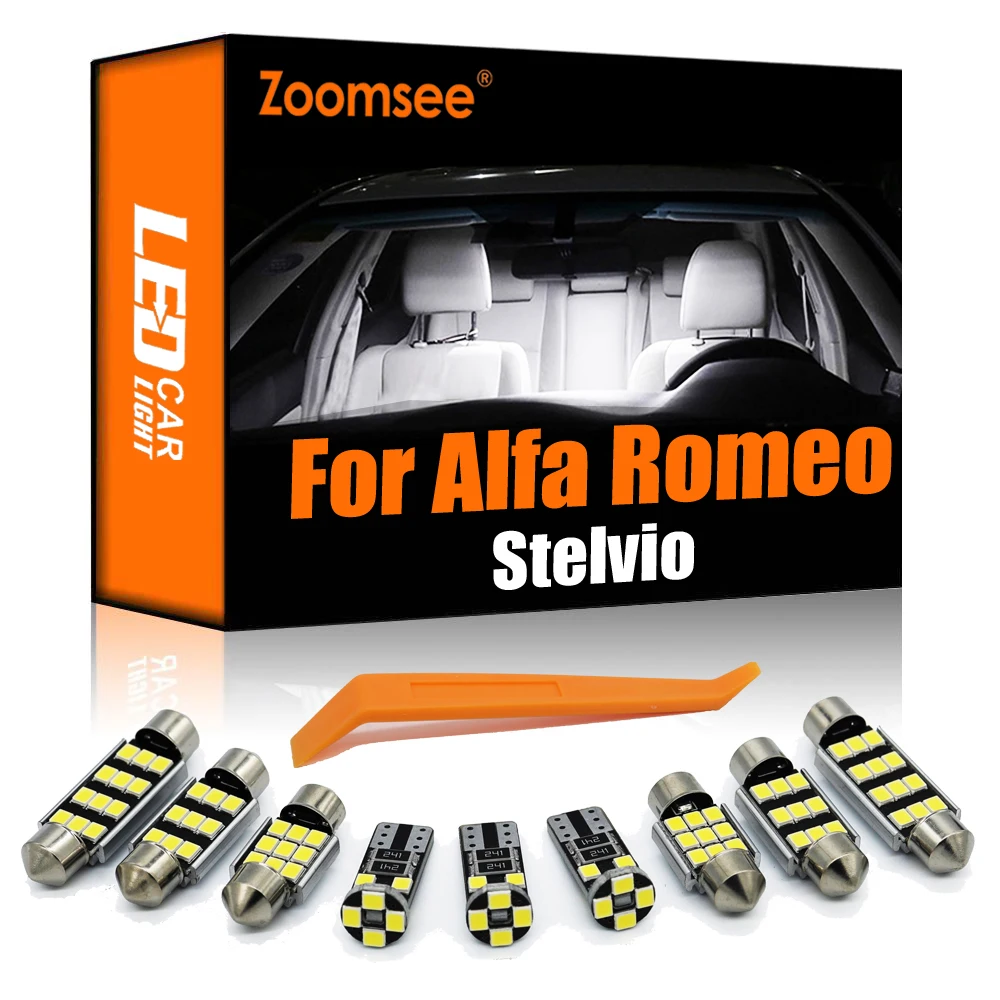 

Zoomsee 11 шт. внутренний светодиодный для Alfa Romeo Stelvio лучший Canbus автомобиль лампы в маскирующем колпаке для внутренних помещений чтение карт све...