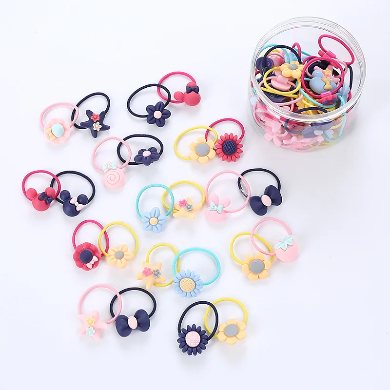

Cartoon little rubber band cute hair rope little girl tie hair without hurting hair hair rope boxed 40 children's hair ring set