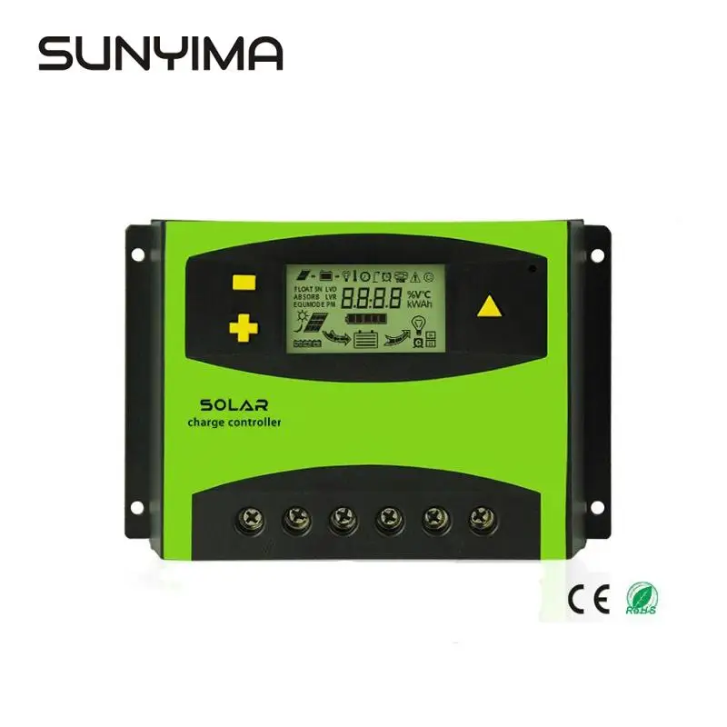 SUNYIMA 60A 12 В/24 В ЖК контроллер солнечного заряда 20A 30A 40A 50A автоматический регулятор