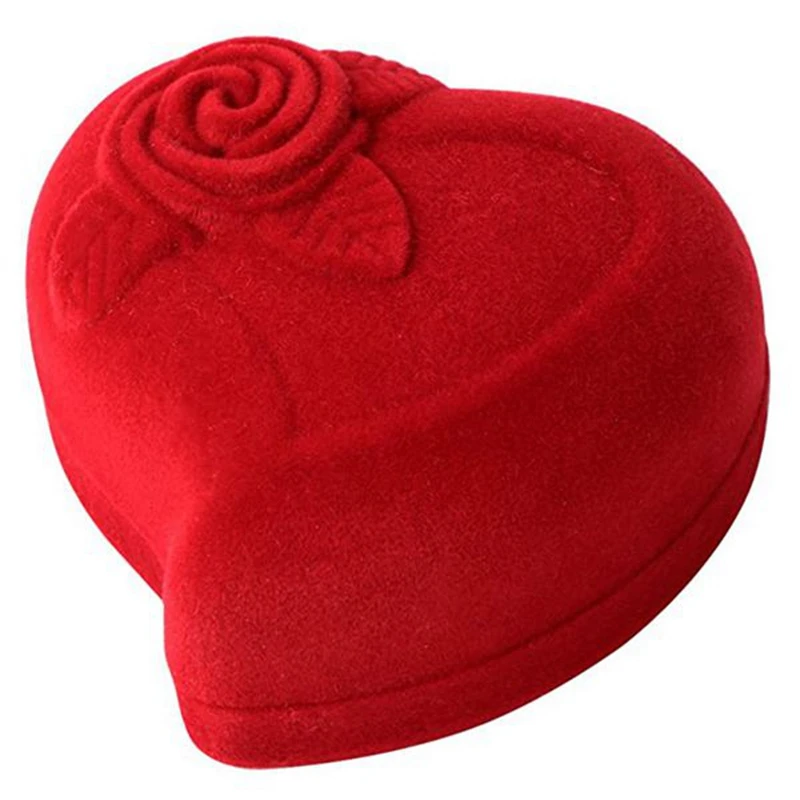 Flannel Ring Box Heart-Shaped Gift Box Rose Single Box Couple Ring Box