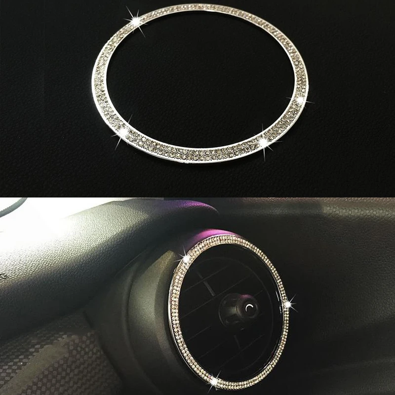 

KJAUTOMAX For Mini Cooper F56 2014-2016 Sticker Air Outle Decoration Bling Ring Zinc Alloy Crystal 2pcs