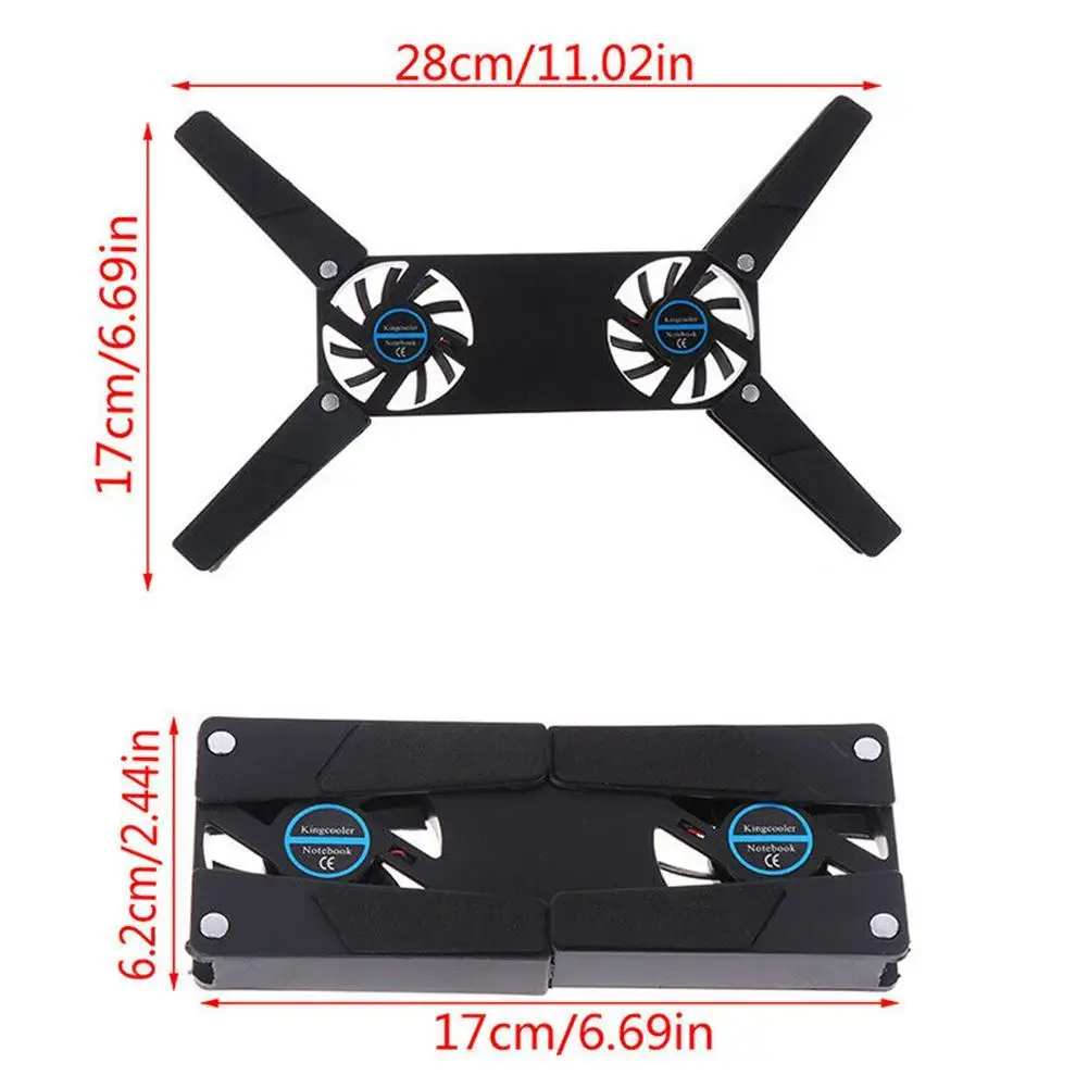 

Laptop Desk Support Dual Cooling Fan Notebook Computer Stand Foldable USB Rack Holder Black