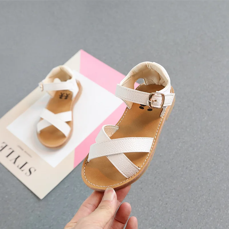 Сандалии детские из ПУ кожи Классическая Летняя обувь принцессы перекрестные