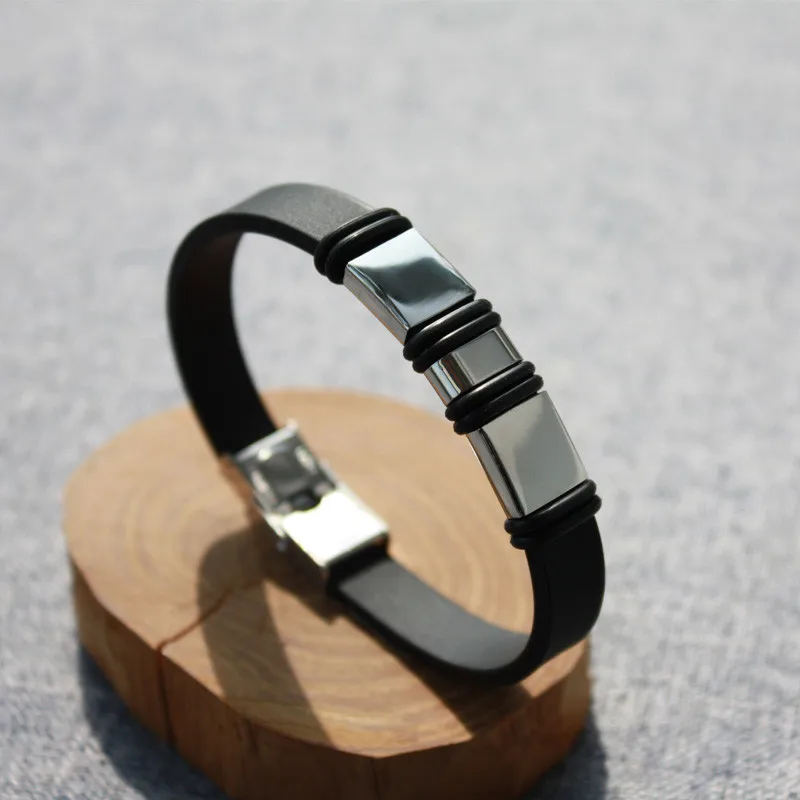 Браслет из кожи и нержавеющей стали с геометрическим рисунком популярной модели