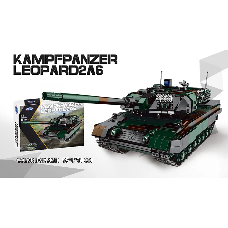 

The Military High-Tech Weapon Army The Germay Leopard-2A6 Main Battle Tank Military Series Model Building Blocks Toys