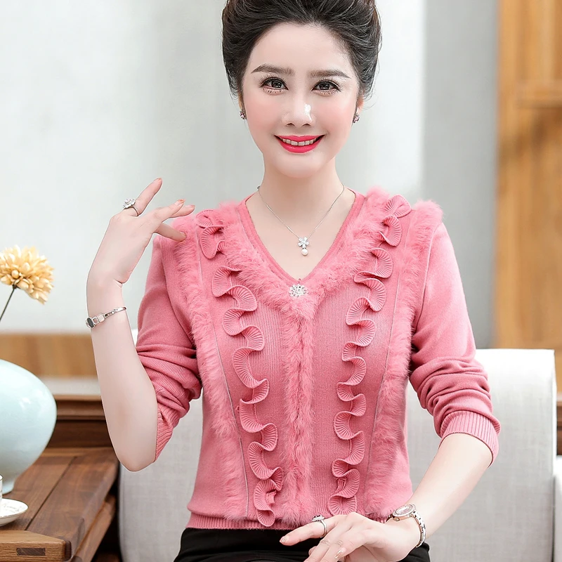 Женский кашемировый свитер трикотажный пуловер с V-образным вырезом размеры до 4XL