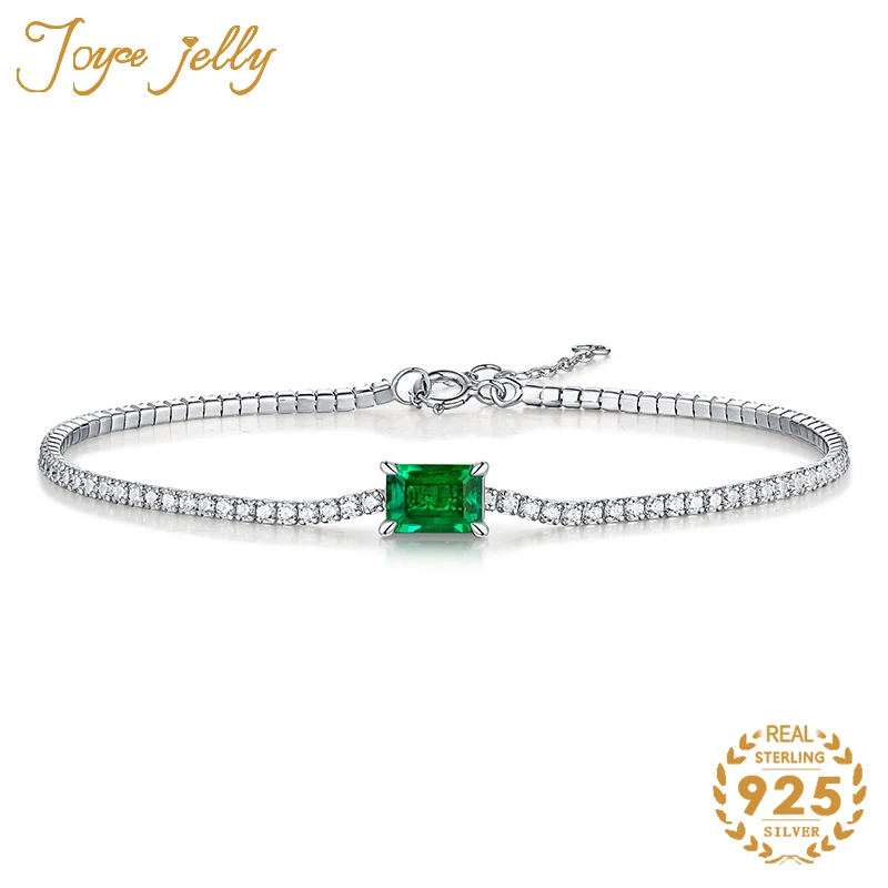 

JoyceJelly Classic 925 Sterling Silver Women Bracelet With square emerald gemstones pure silver Fashion Jewelry Dating Gifts