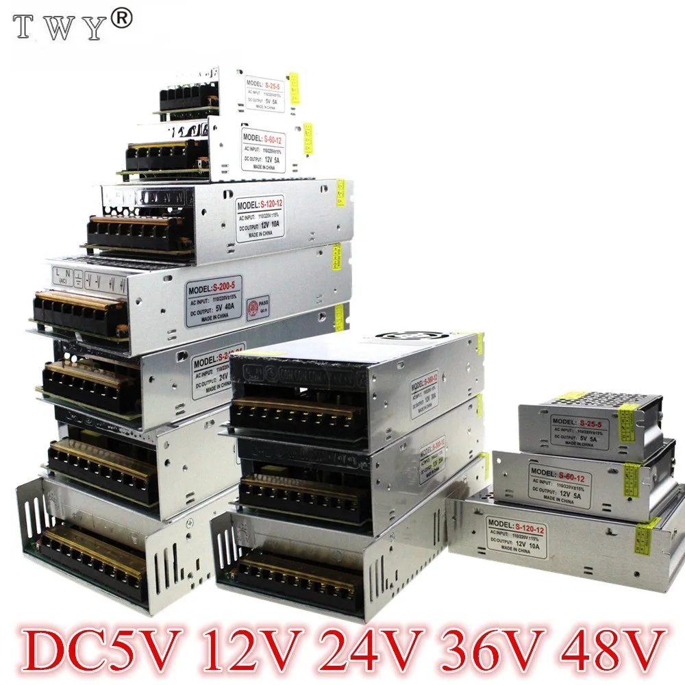 AC DC 48V 24V 12V 5V импульсный источник питания 3A 5A 10A 20A 30A 40A 80A 360W 36V адаптер