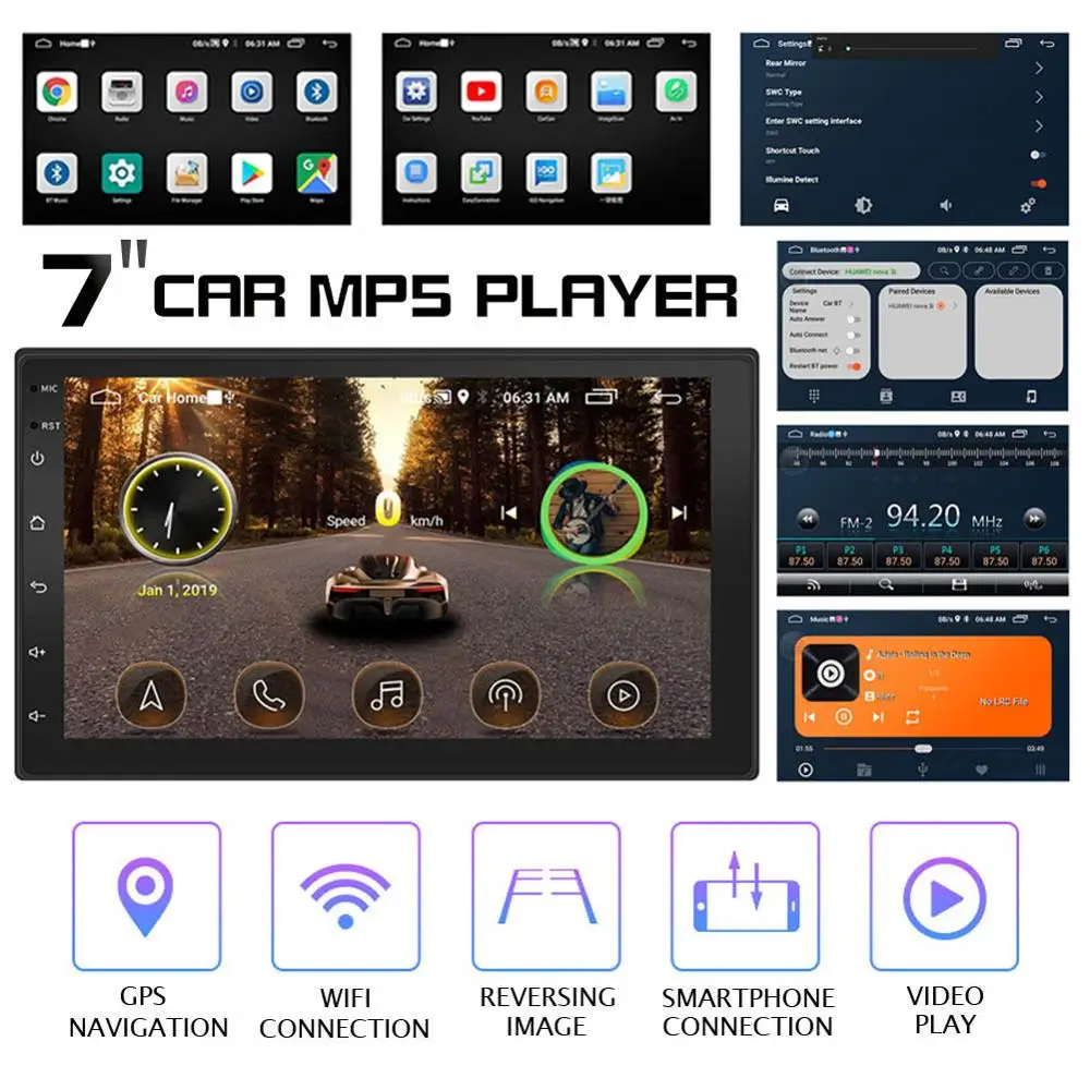 7 дюймовый автомобильный видеорегистратор камера mp5 плеер радио Bluetooth FM GPS