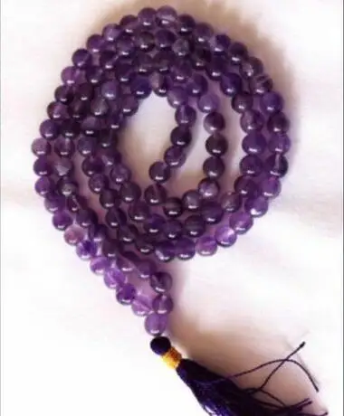 

Аметистовый Хрустальный драгоценный камень 108 Mala молитвенные Бусины Буддийский, медитация, Hinduism