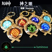 anime keychain genshin impact element vision gods eye luminous inazuma accessories bag kazuha pendant key chain for girl gifts