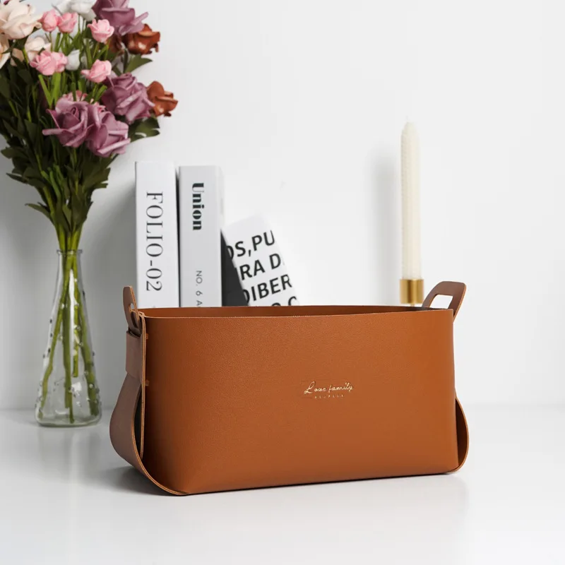 Кожаная настольная коробка для хранения клатч гостиной ящик офисный органайзер