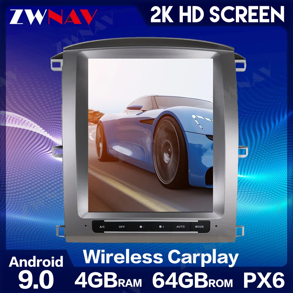 

ZWNAV Android 9.0 PX6 Vertical Screen GPS Navigation for Lexus LX470 for Toyota LC100 2002-2007 Car Stereo Audio Player Headunit