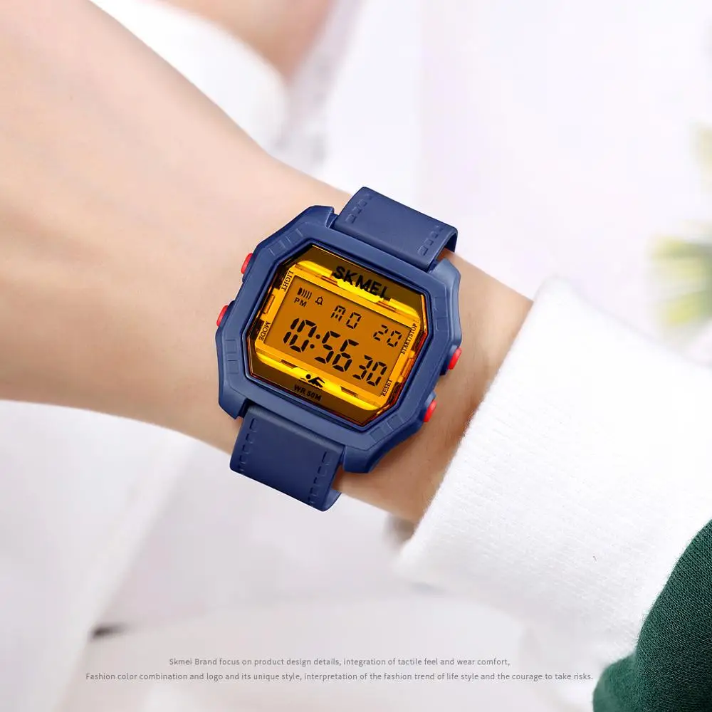 Часы мужские SKMEI 1623, спортивные цифровые, водонепроницаемые, с секундомером, с будильником для студентов, 12/24 часов от AliExpress RU&CIS NEW