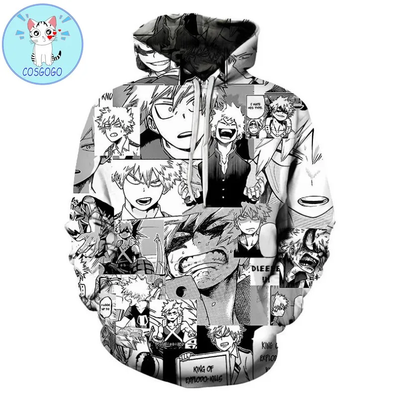 Толстовка COSGOGO My Boku с капюшоном без героев академии куртка Bakugou Katsuki Повседневный