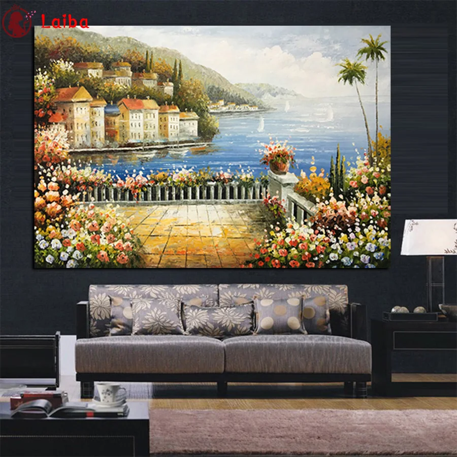 

Алмазная живопись «сделай сам», абстрактное искусство, прибрежный пейзаж, архитектура, цветы, алмазная вышивка 5d мозаичное бриллиантовое рукоделие cross