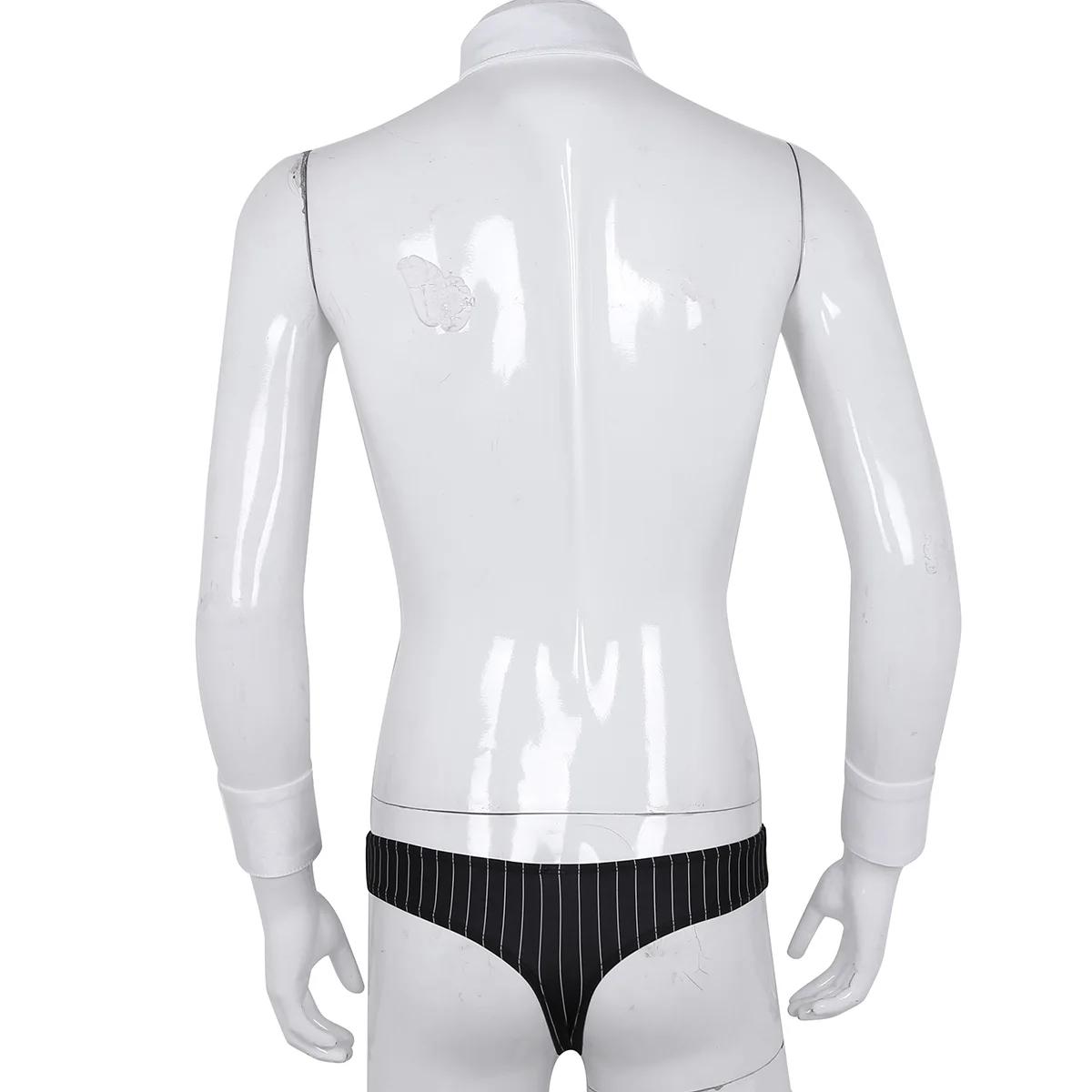 

Men Male Police Detective Cosplay Sexy Lingerie Set Stripe Bikini G-string Briefs Underwear Necktie Collar Bracelet Role Costume