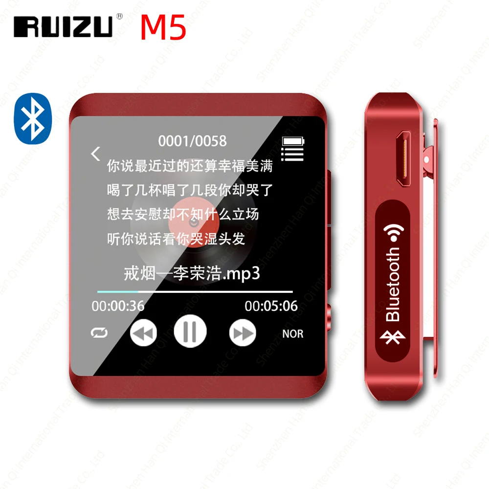 

RUIZU M5 Mini Clip Bluetooth MP3 Player Full Touch Screen Portable 8GB 16GB MP3 Music Player with FM,Recording,E-Book,Pedometer