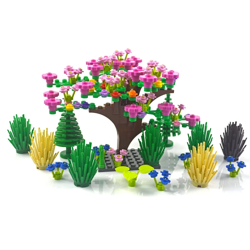 Строительные блоки MOC растение трава цветок город улица вид сад DIY аксессуары