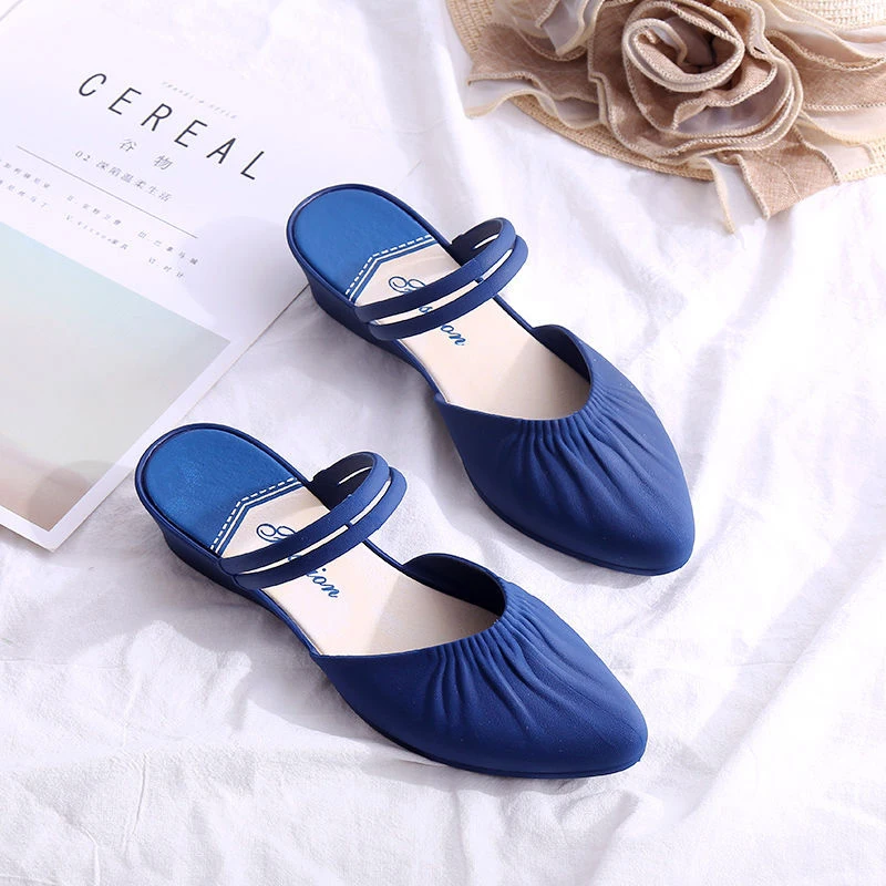 

women fashion casual slippers ladies Pointed Toe Wedges Soft bottom luscious Slippers and single shoes Two wear Party Women