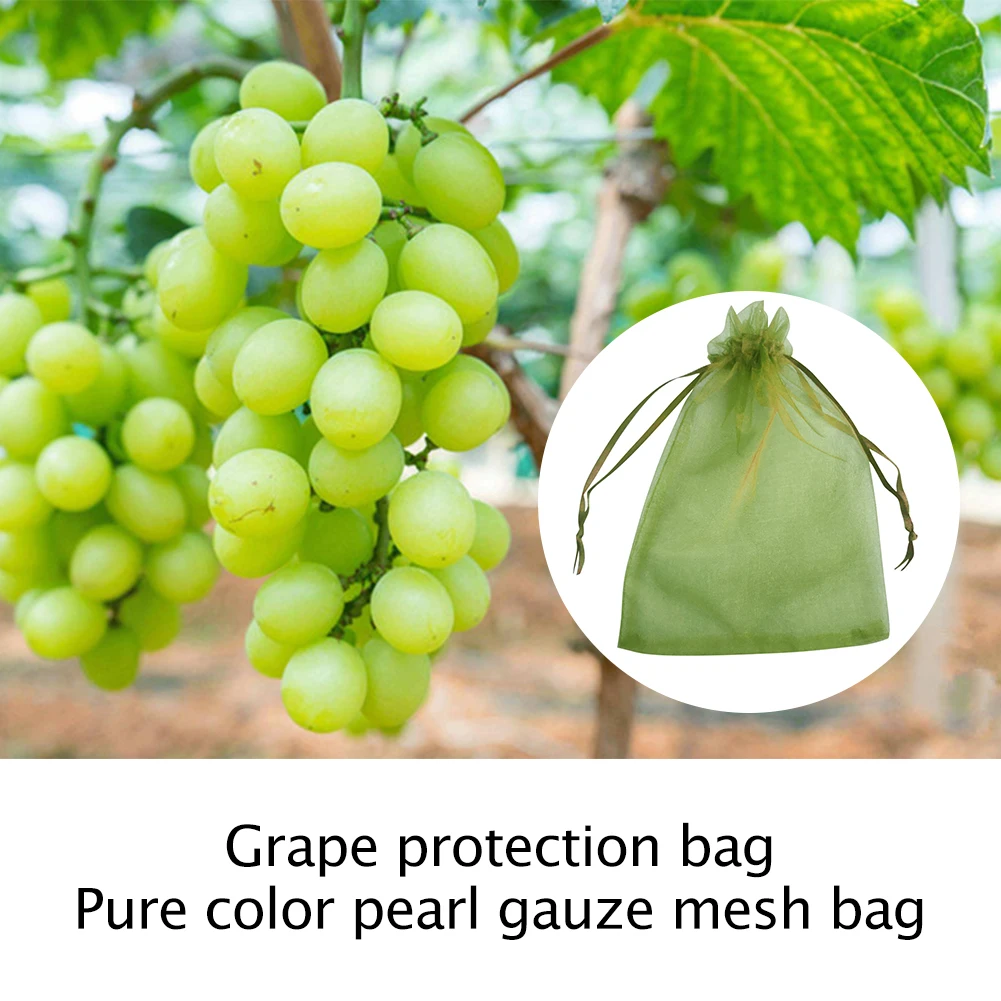 2021 New Protection Drawstring Mesh Bag Home Candy Pearl Storage Fruits Plant Nursery Bags Grapes Gardening | Дом и сад