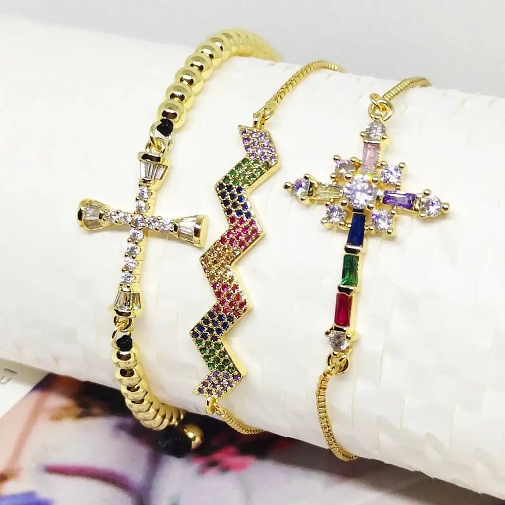 Женский браслет с радужным фианитом регулируемый из искусственной кожи