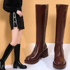 Женские высокие ботинки на платформе, дизайнерская Праздничная обувь на высоком каблуке, мотоциклетные ботинки-блоки, Нескользящие ботинки из искусственной кожи, 2022