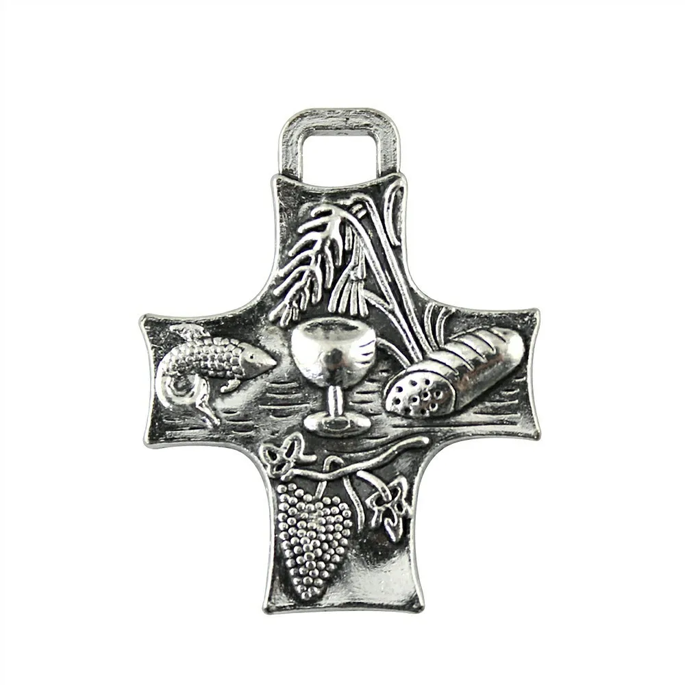 

Charms For Jewelry Making 2pcs Food Cross Charms 34x26mm Antique Silver Planted