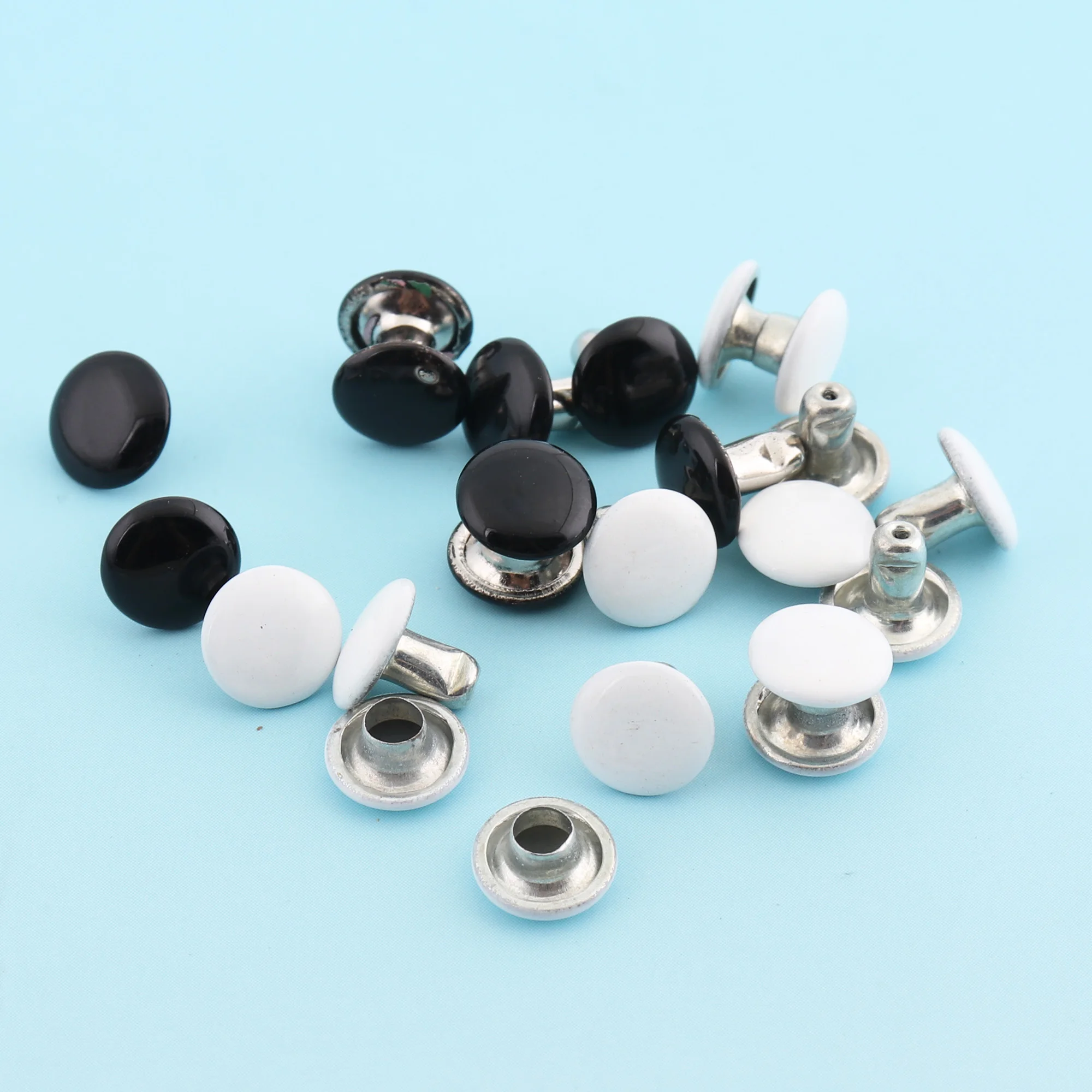 Double Cap Rivets 100sets 8mm White/black Round Leathercraft Purse Notions Metal Studs for Bag/ Belt | Дом и сад