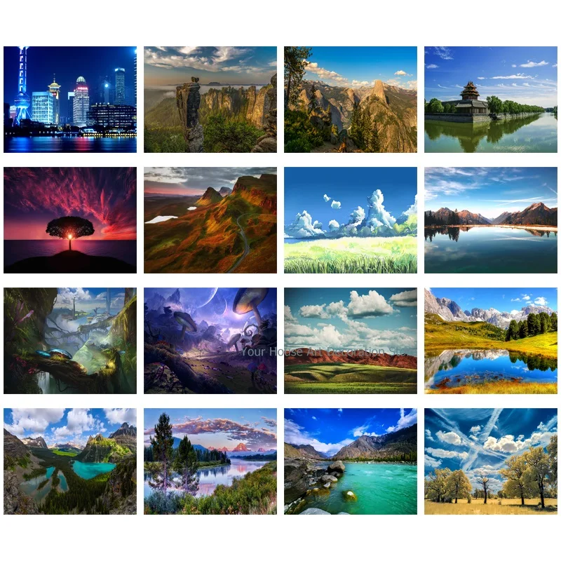 

Diy Diamond Painting 5D Full Square Round Landscape Mountain Lake Embroidery Diamond Art Picture of Rhinestone Home Decor Gift
