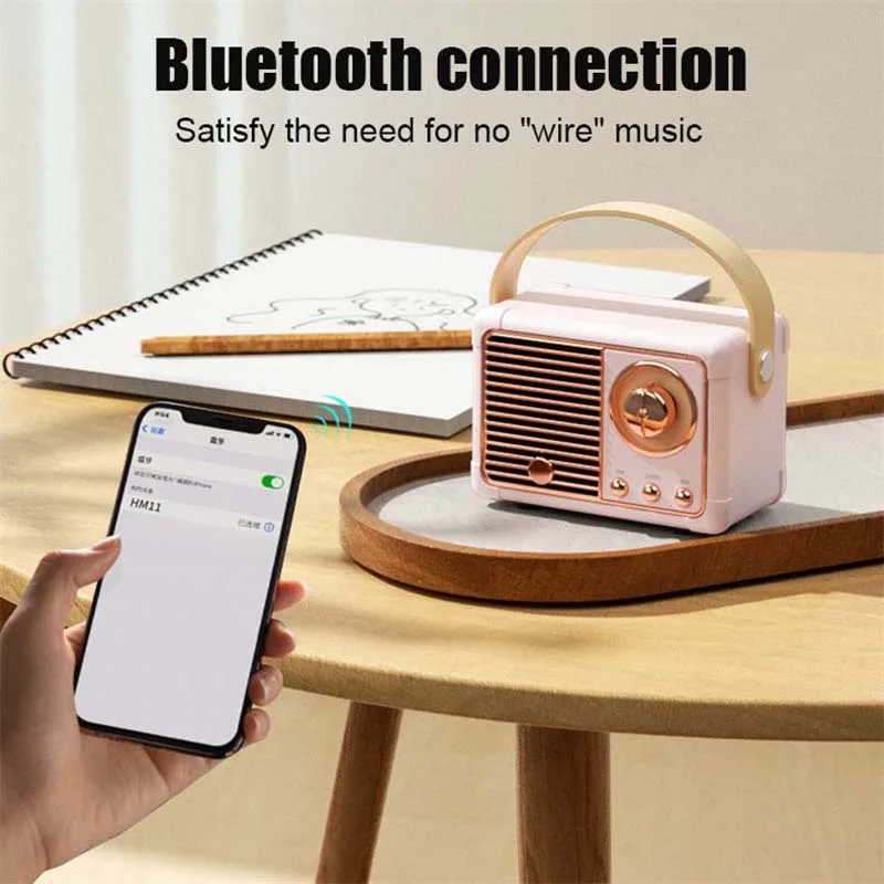 Мини Ретро FM радио беспроводной Bluetooth динамик Hi-Fi музыкальный плеер с AUX USB TF слот