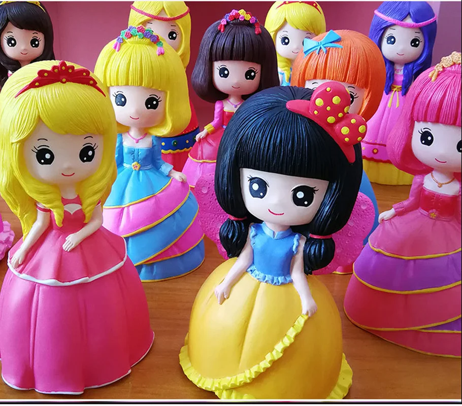 DIY живопись принцессы кролика динозавра копилка монетница кукла рисунок