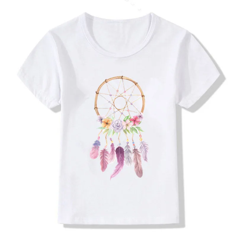 

2020 Summer Short Sleeve Dream Feather Fashion Print Kids T-shirts Top T Shirt Child Boys Girls Graphic Tee