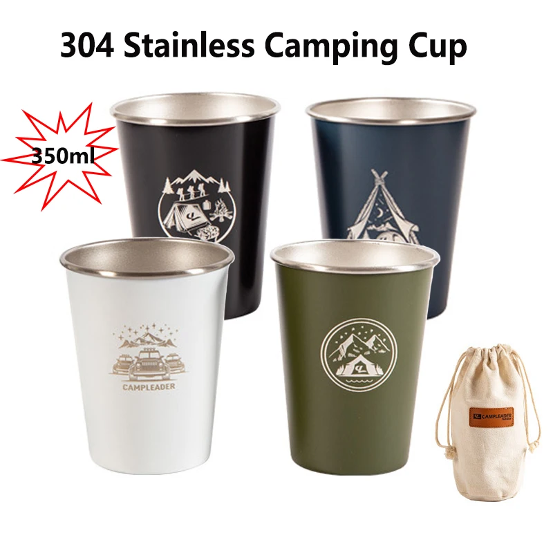 

4pcs/set 350ml Stainless Steel Metal Beer Cup Wine Cups Coffee Tumbler Tea Milk Mugs Water Pint Cups For Outdoor Camping BBQ