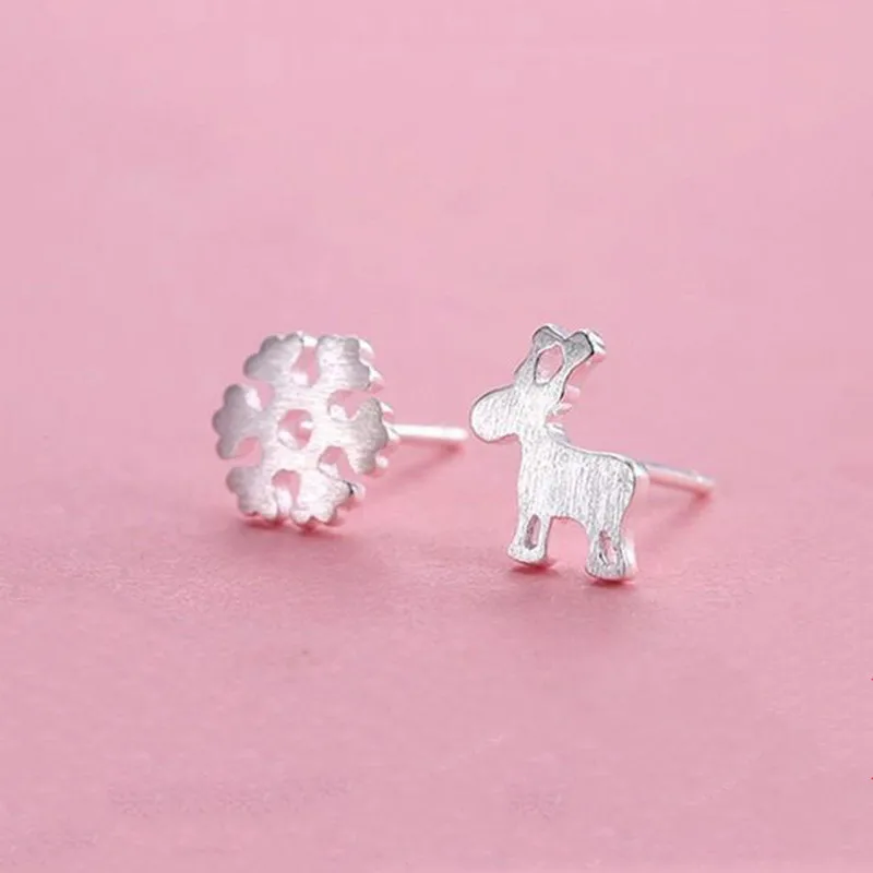 Модные серьги из стерлингового серебра 925 пробы рождественские в виде лося и