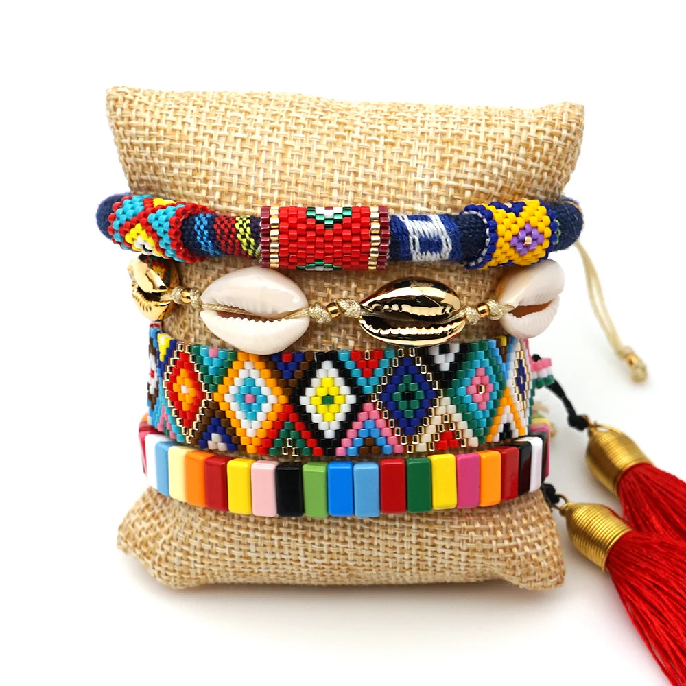 Go2boho Pulseras Mujer Moda MIYUKI сглаза браслет ювелирные изделия эмаль плитка браслеты для женщин бохо шик многоцветный Браслет подарок