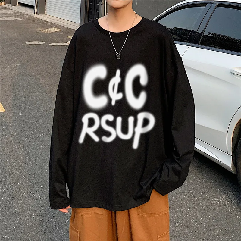 

Autumn Fashion Brand Ins Printed Cotton T-shirt Boy Korean Style Loose COUPLE'S Ulzzang Base Shirt Long Sleeve Underwear Top