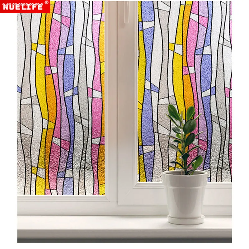 Антиклеевая статическая целлофановая цветная полоса оконная наклейка