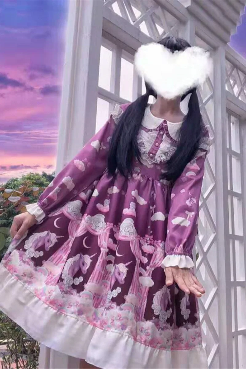 Платье в стиле &quotЛолита&quot Чай вечерние Единорог японский vestido для девочек op