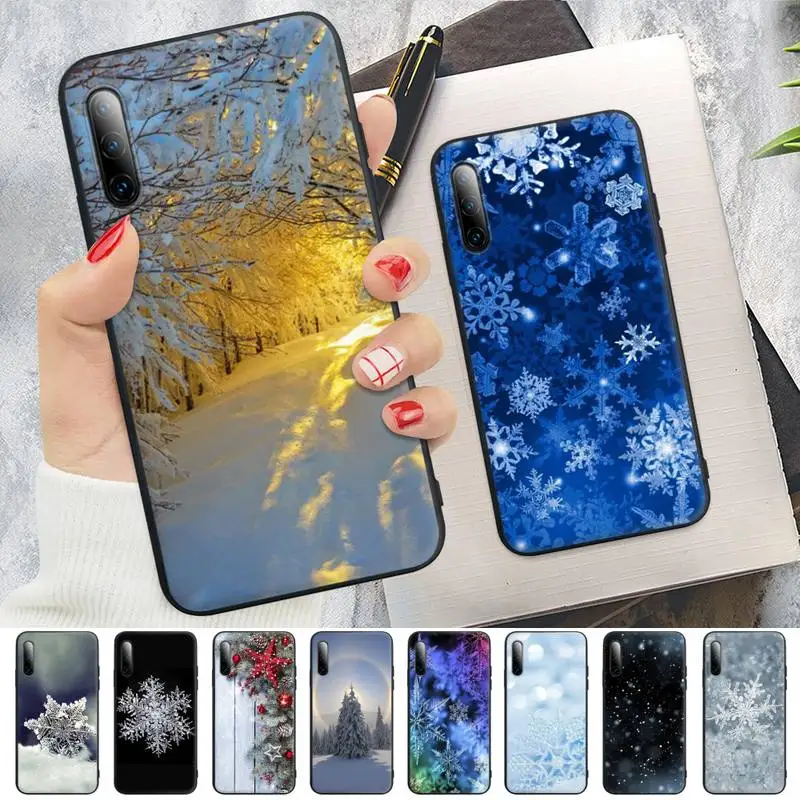 

Winter Snow Flowers Black Matte Mobile Phone Case Cover For Honor 7A Pro 7C 10i 8A 8X 8S 8 9 10 20 Lite