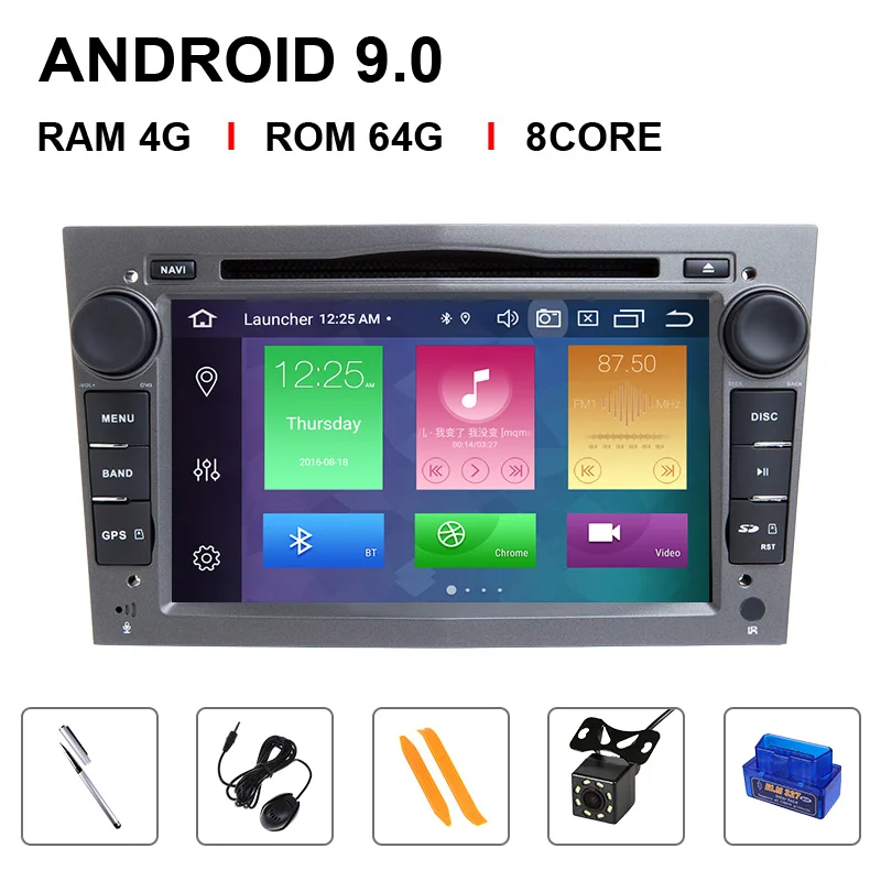 8 Core 64ROM OBD Cam Ips DSP 4 ГБ 2 Din Android 9 Автомагнитола для Opel Vectra C Vauxhall Astra HG J Zafira B Corsa D vivaro Meriva AntaraVeda мультимедиа - Цвет: 8 Core 64ROM OBD Cam