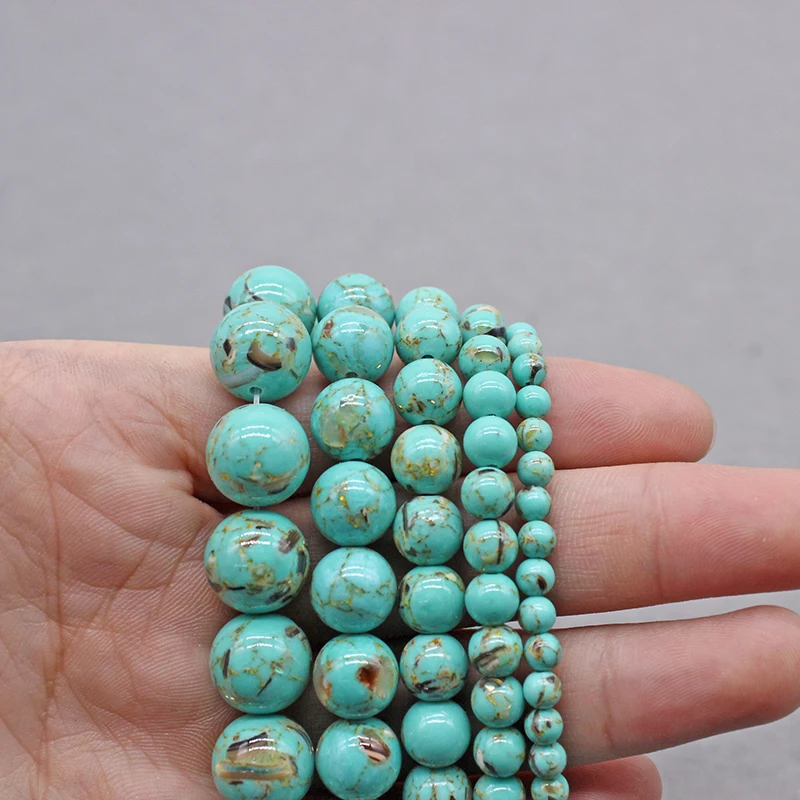 Натуральный светильник зеленый Оболочка Бирюзовый Камень Круглые бусины для